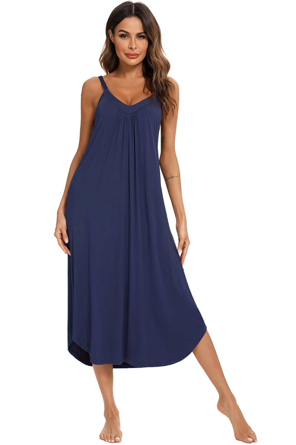 V-Neck Midi Lounge Dress (4 Colors)