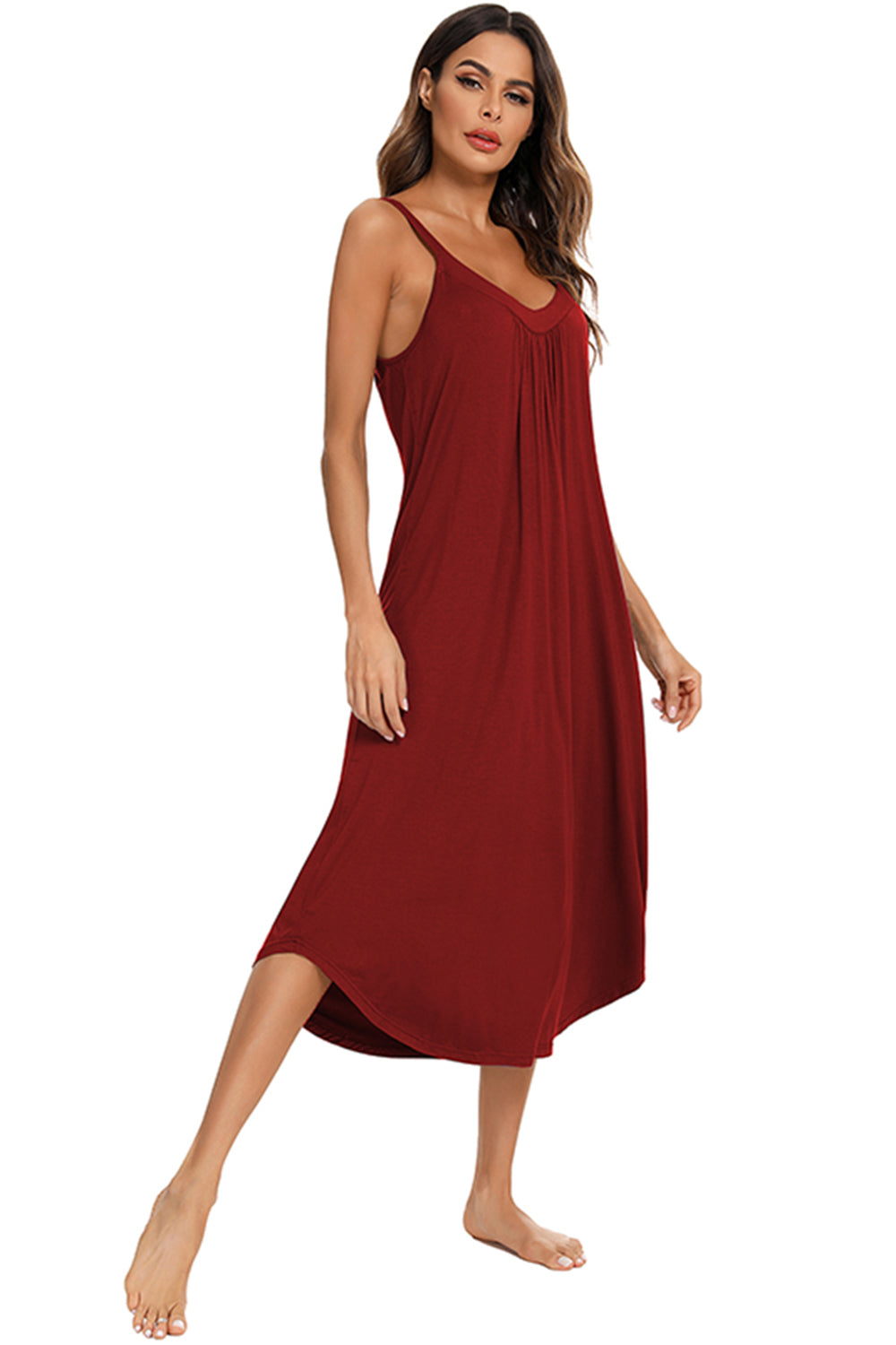 V-Neck Midi Lounge Dress (4 Colors)