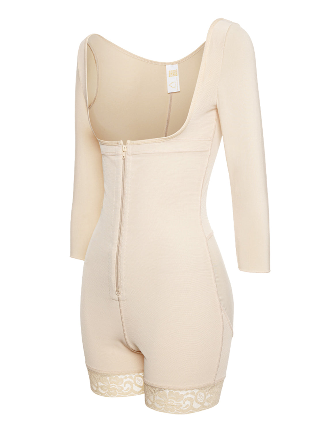 Full Size Zip Up Lace Detail Long Sleeve Shapewear (2 Colors up to 6XL)