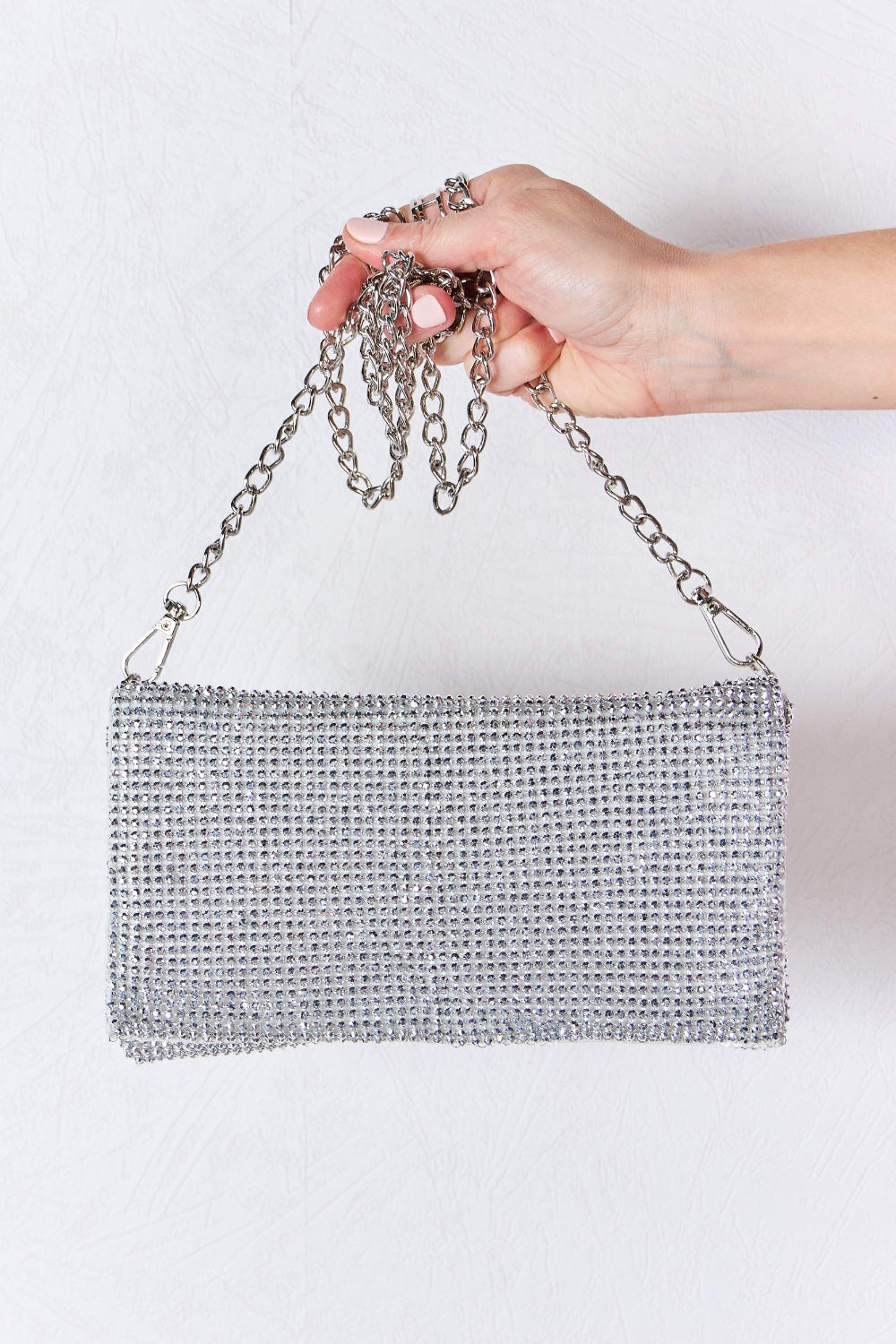 Forever Link Rhinestone Crossbody Bag in Silver