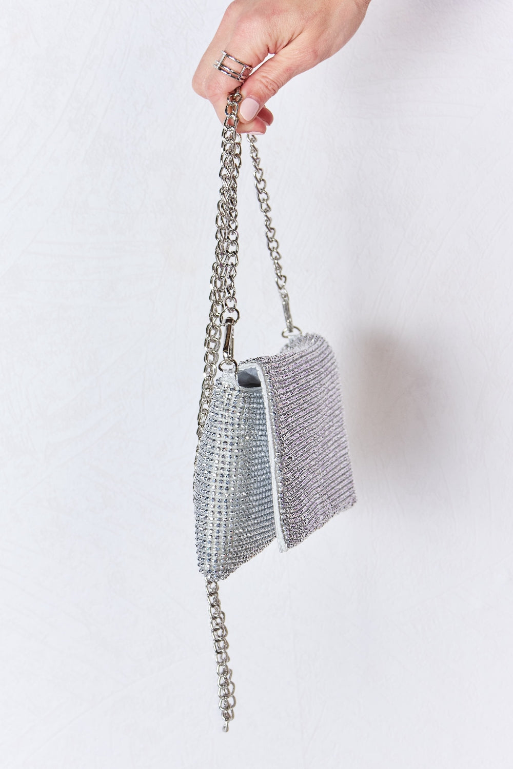 Forever Link Rhinestone Crossbody Bag in Silver