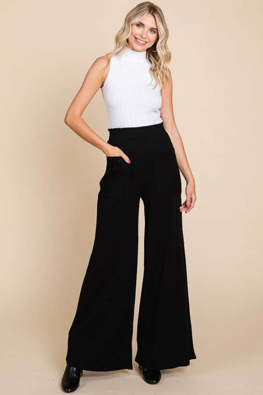 Culture Code Full Size High Waist Wide Leg Pants in Black (up to 3XL)