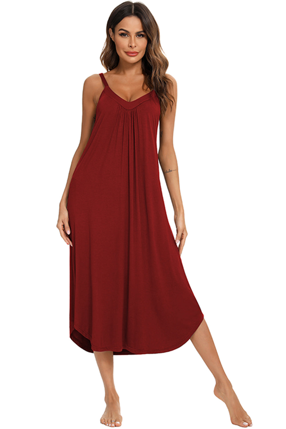 V-Neck Midi Lounge Dress (4 Colors)