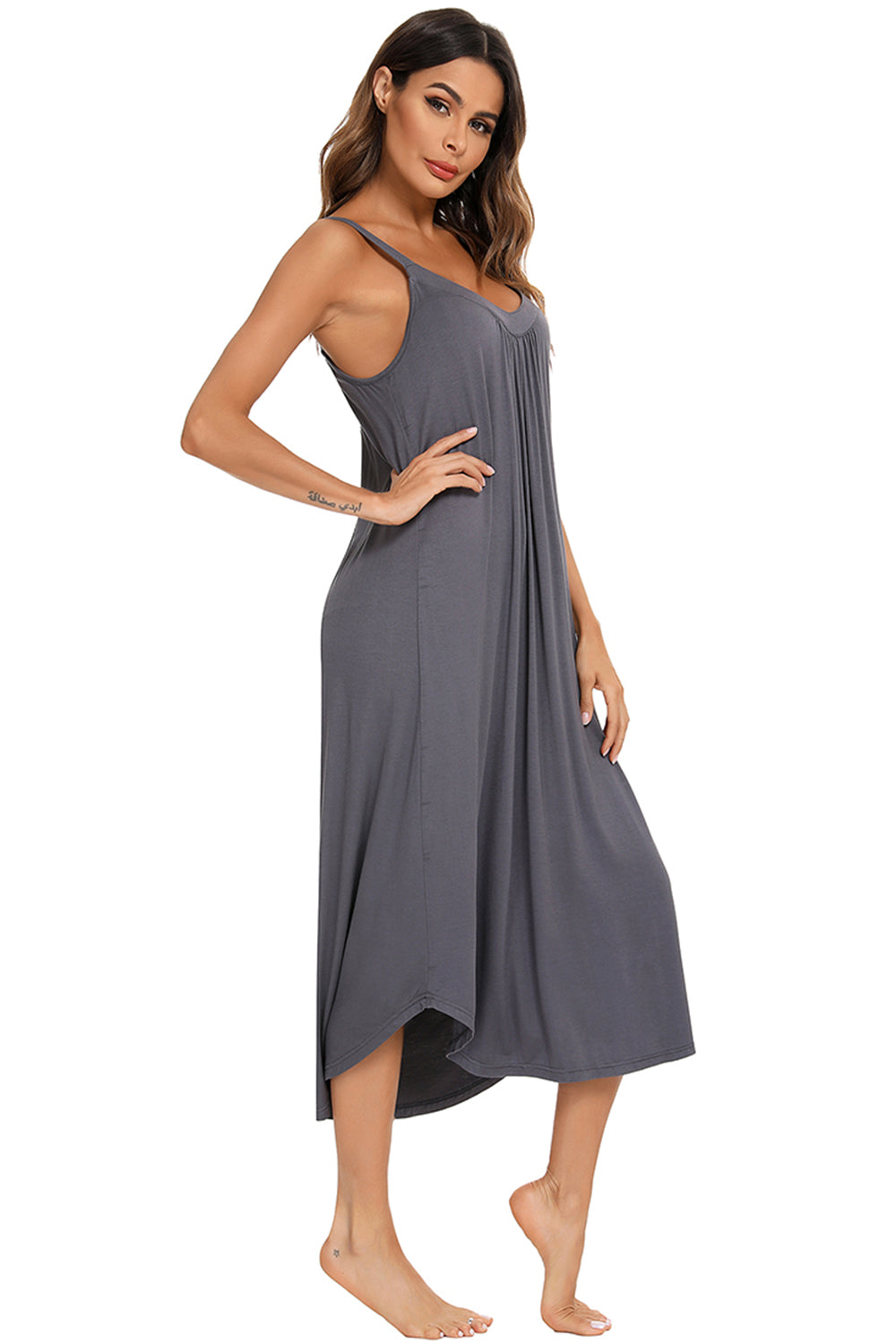 V-Neck Midi Lounge Dress (4 Colors)
