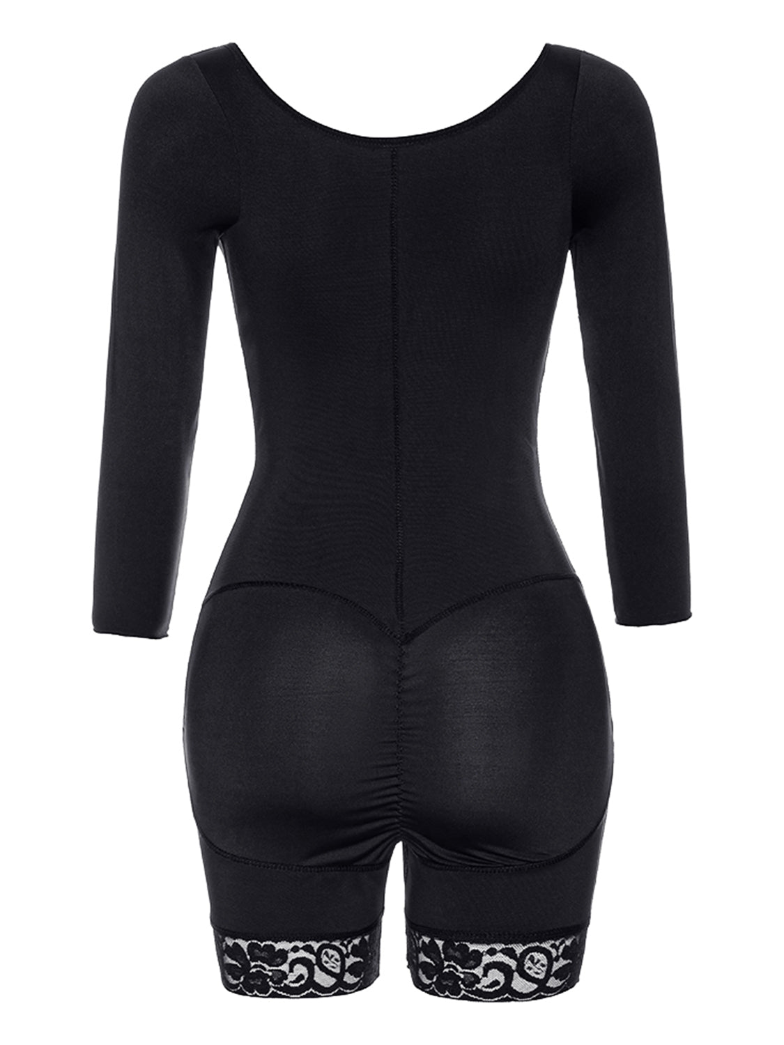 Full Size Zip Up Lace Detail Long Sleeve Shapewear (2 Colors up to 6XL)