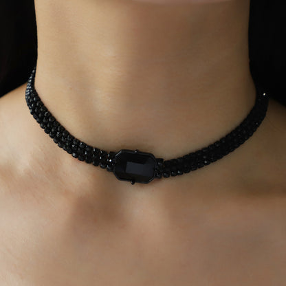 Glass Stone Alloy Necklace in Black (2 Styles)