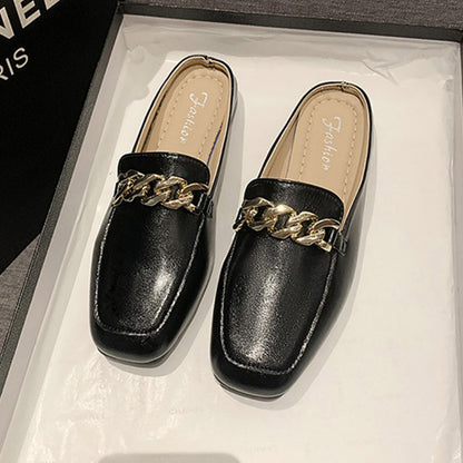 PU Leather Square Toe Flat Loafers )4 Colors)