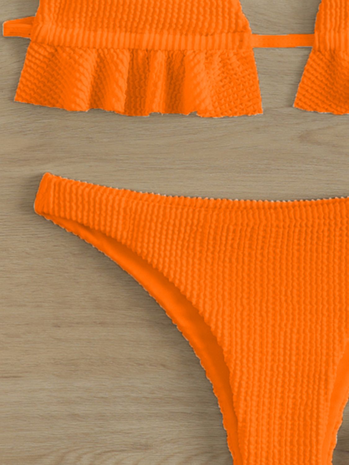Ruffled Textured Wide Strap Two-Piece Bikini Set (7 Colors)