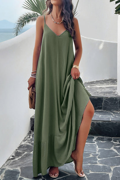 Backless Maxi Cami Dress with Pockets (4 Colors)