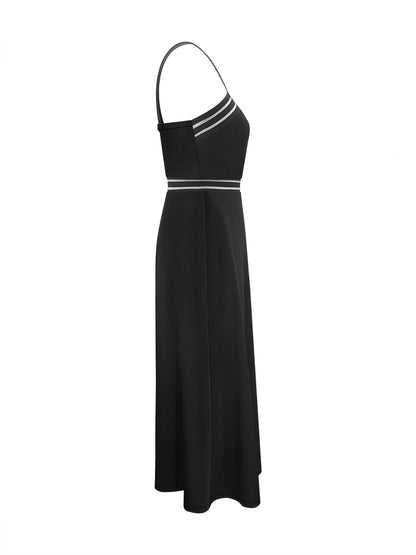 Crisscross Sleeveless Midi Dress in Black