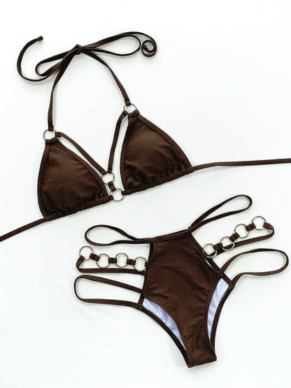 Cutout Halter Neck Two-Piece Bikini Set (5 Colors)