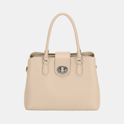 David Jones PU Leather Twist-Lock Tote Bag (3 Colors)