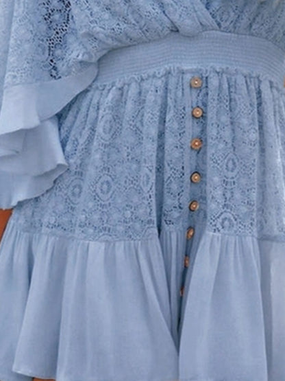 Lace Cutout Half Sleeve Mini Dress (4 Colors)