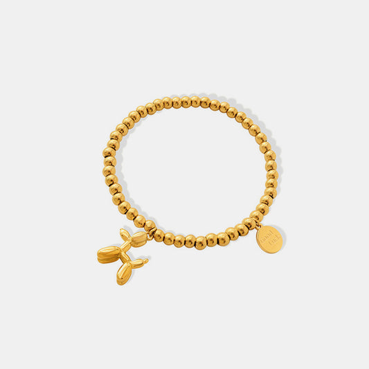 18K Gold-Plated Titanium Steel Balloon Puppy Shape Charm Bracelet