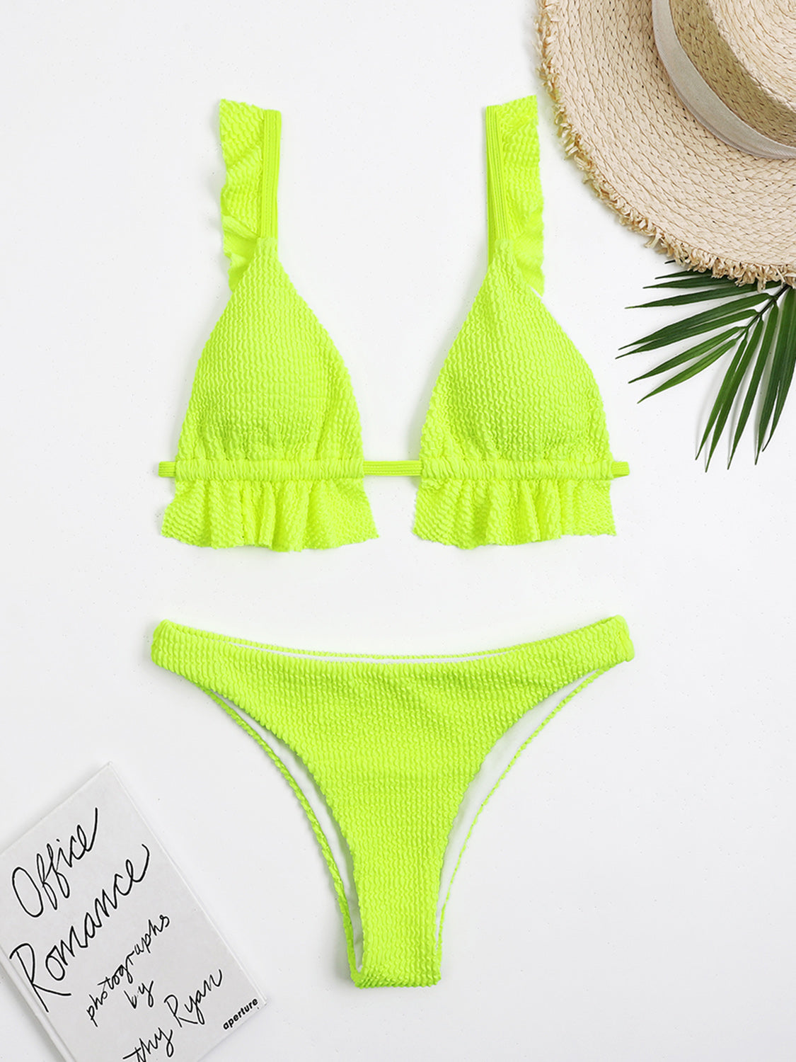 Ruffled Textured Wide Strap Two-Piece Bikini Set (7 Colors)