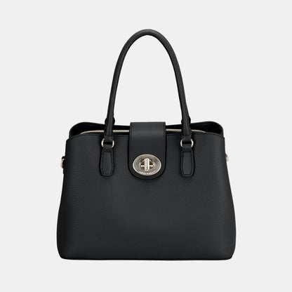 David Jones PU Leather Twist-Lock Tote Bag (3 Colors)