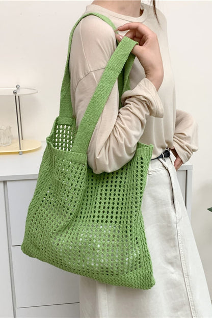 Green Openwork Tote Bag