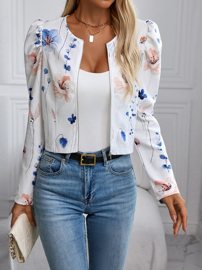 Printed Zip Up Long Sleeve Jacket