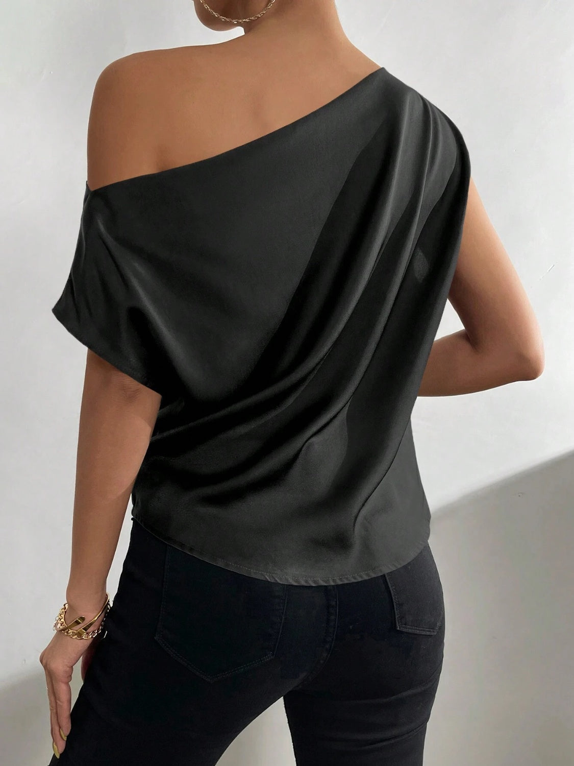 Ruched Single Shoulder Blouse (3 Colors)