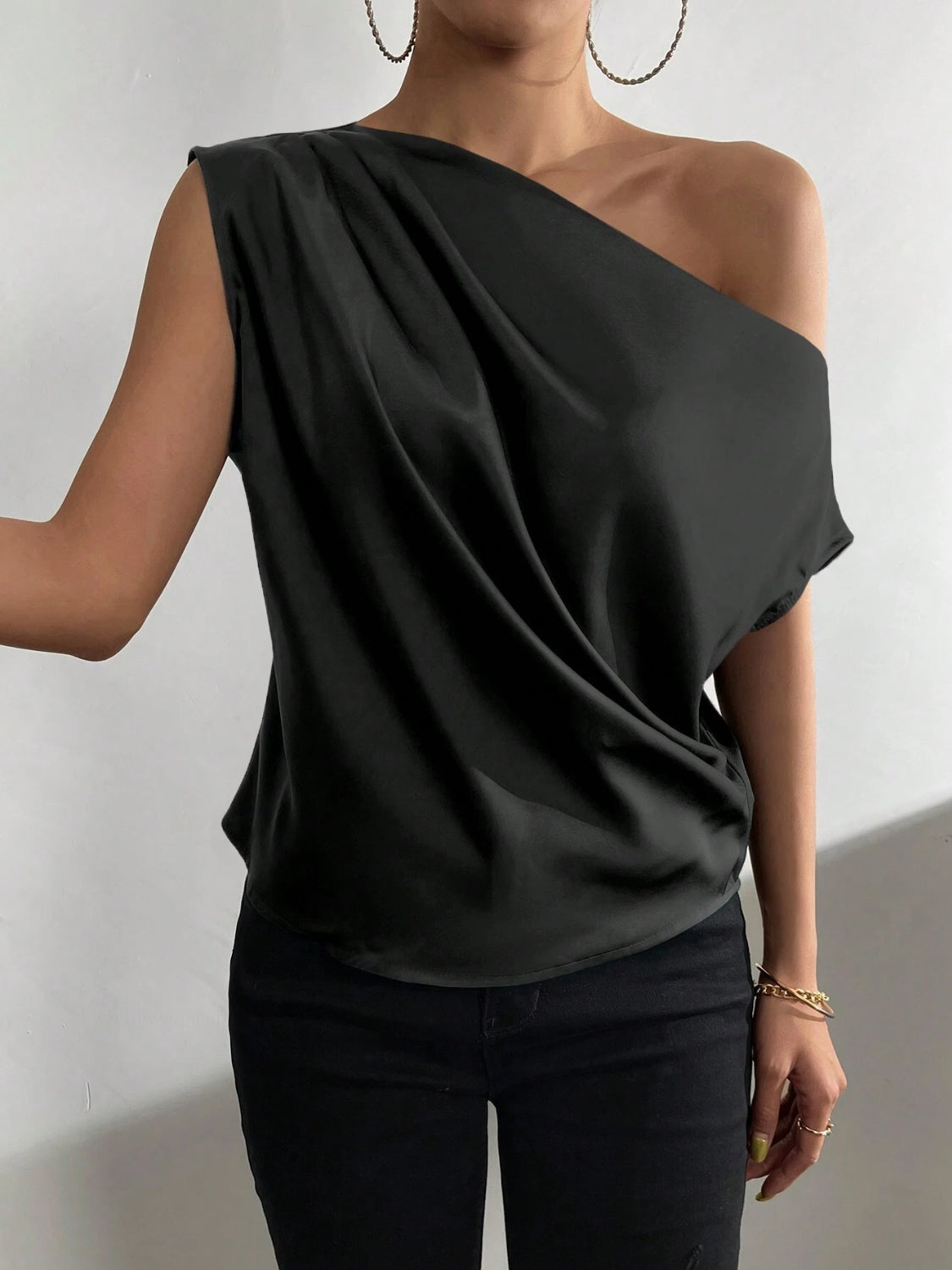 Ruched Single Shoulder Blouse (3 Colors)