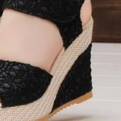 Lace Detail Open Toe High Heel Sandals (2 Colors)
