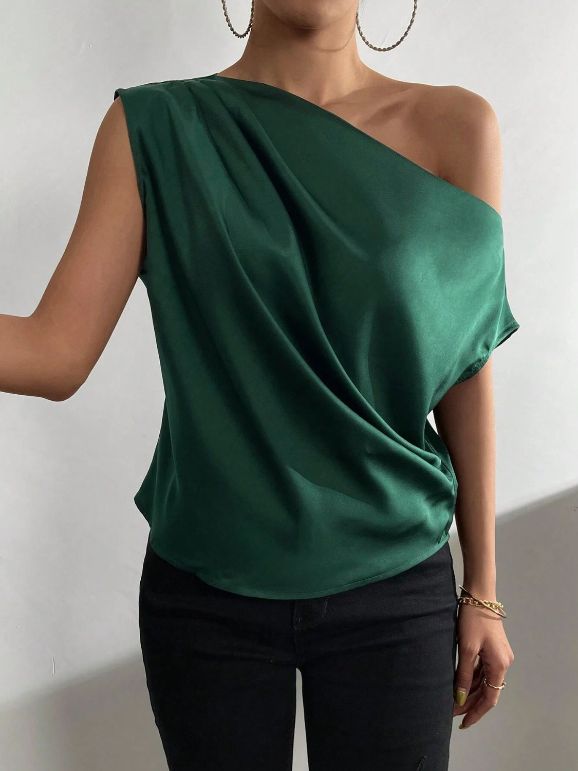 Ruched Single Shoulder Blouse (3 Colors)