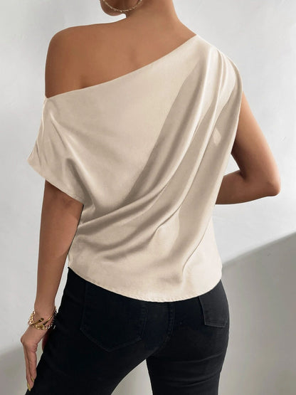 Ruched Single Shoulder Blouse (3 Colors)