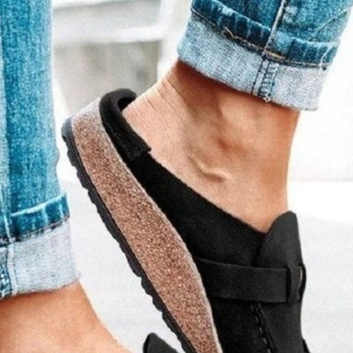 Round Toe Low Heel Buckle Sneakers (5 Colors)