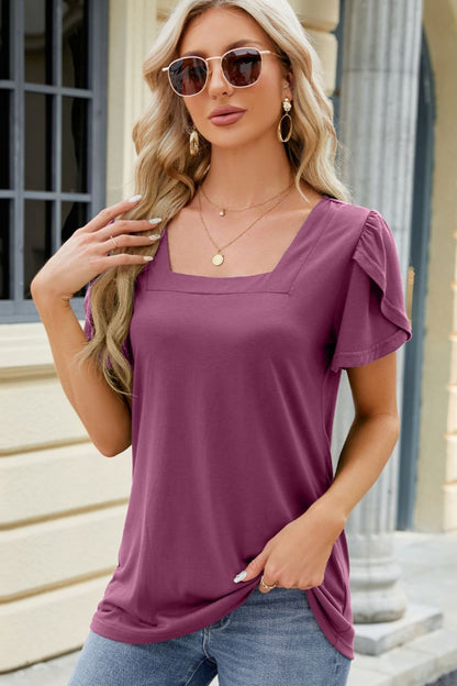 Square Neck Short Sleeve T-Shirt (10 Colors)