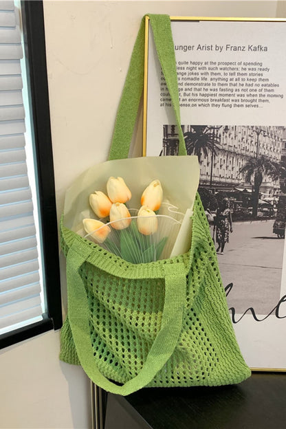 Green Openwork Tote Bag