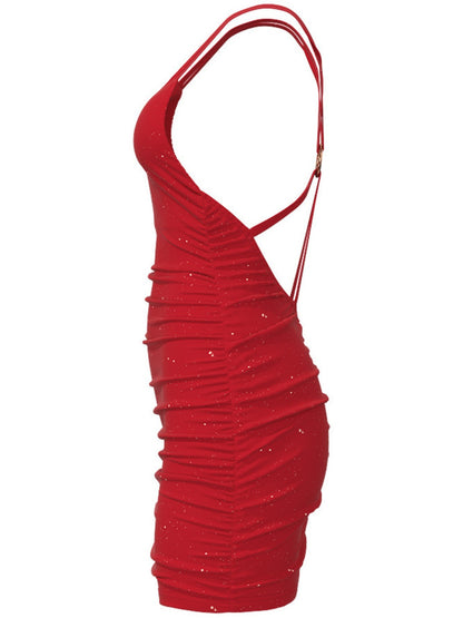 Glitter Double Spaghetti Straps Mini Dress (6 Colors)