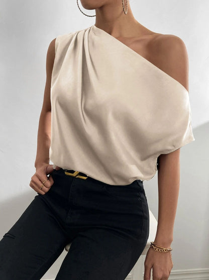 Ruched Single Shoulder Blouse (3 Colors)