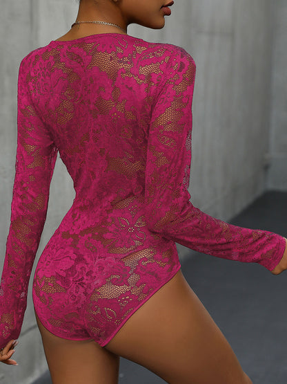 Lace Long Sleeve Bodysuit (5 Colors)
