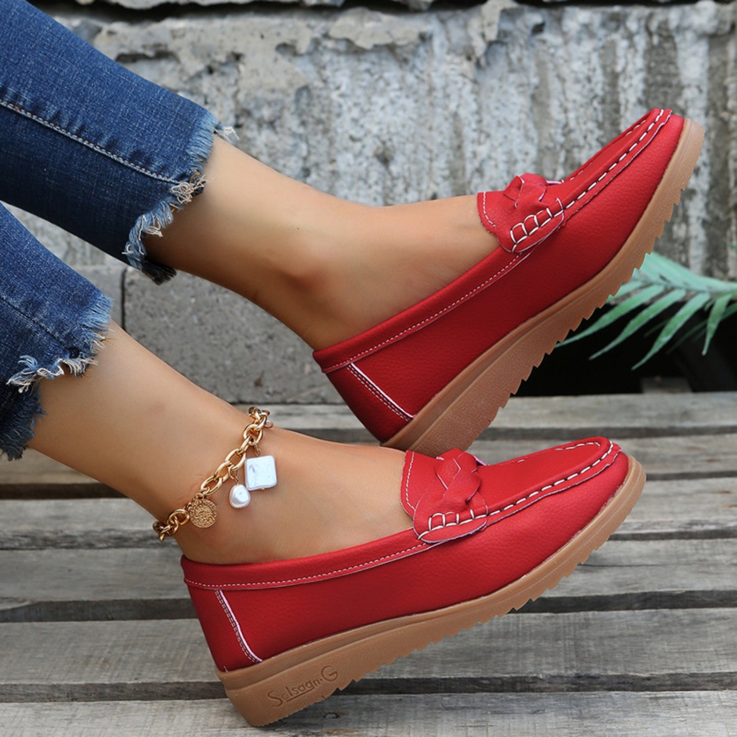 Weave Wedge Heeled Loafers (5 Colors)