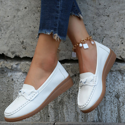 Weave Wedge Heeled Loafers (5 Colors)