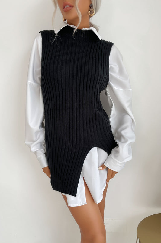 Slit Hem Sweater Vest Dress (5 Colors)