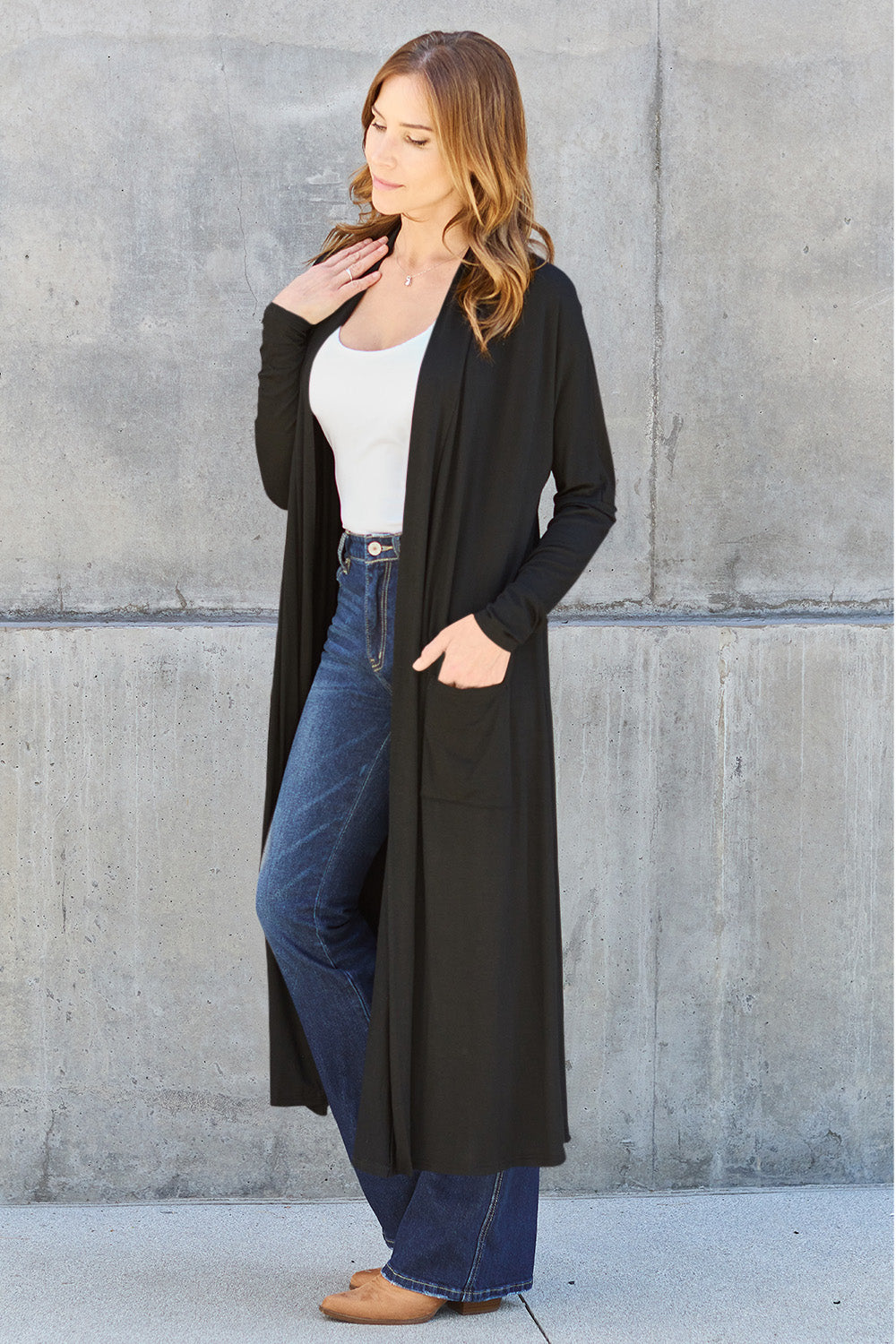 Basic Bae Full Size Open Front Long Sleeve Cover Up (5 Colors up to 3XL)