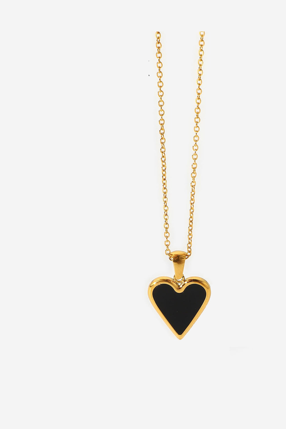 Bordered Black Heart Chain Necklace