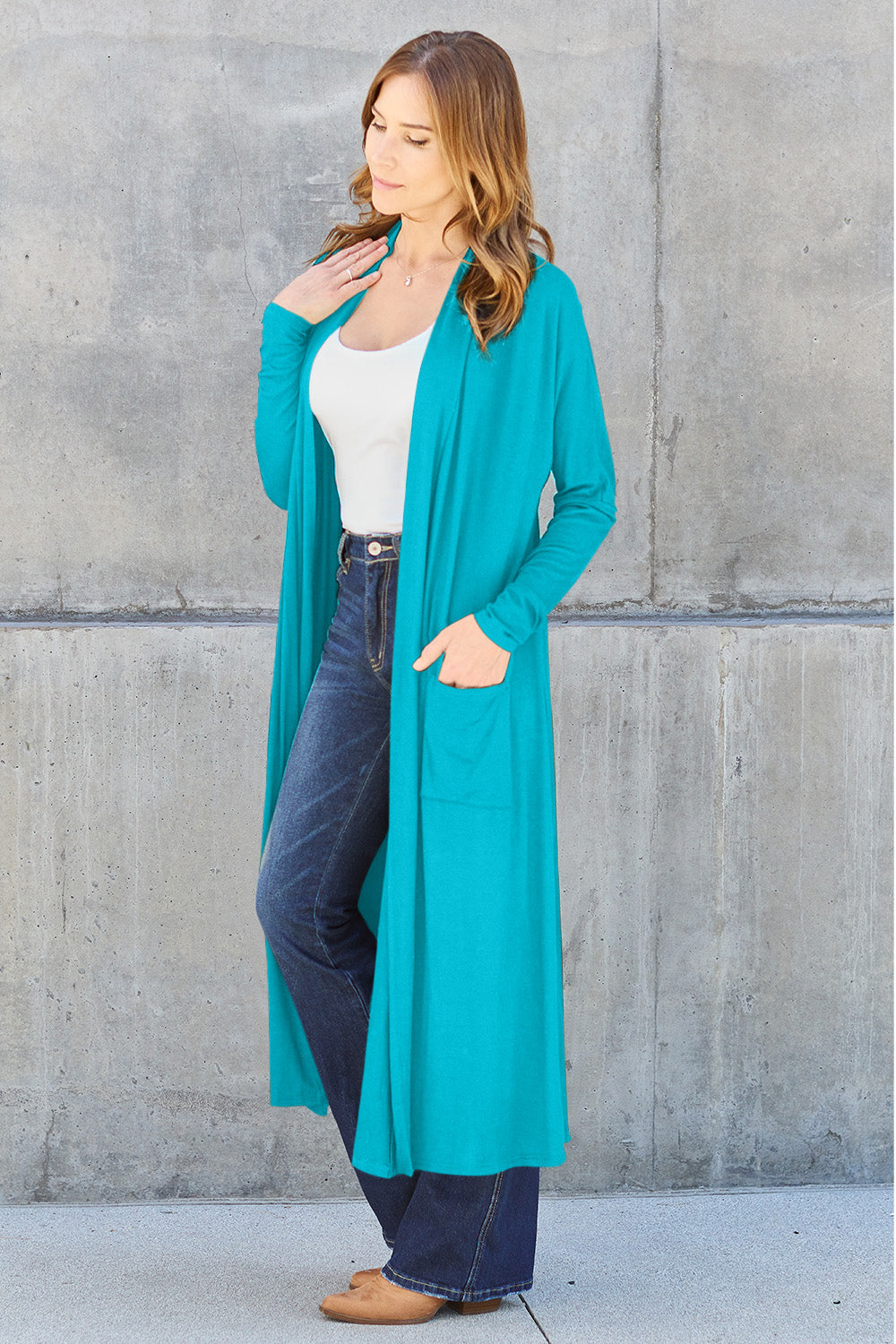 Basic Bae Full Size Open Front Long Sleeve Cover Up (5 Colors up to 3XL)