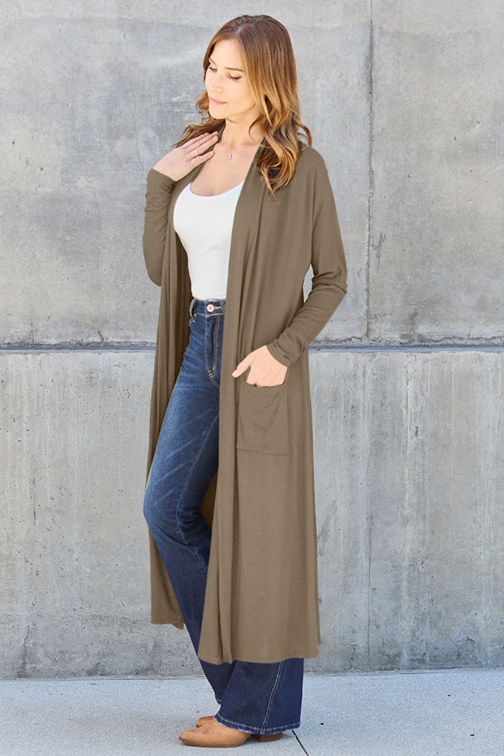 Basic Bae Full Size Open Front Long Sleeve Cover Up (5 Colors up to 3XL)