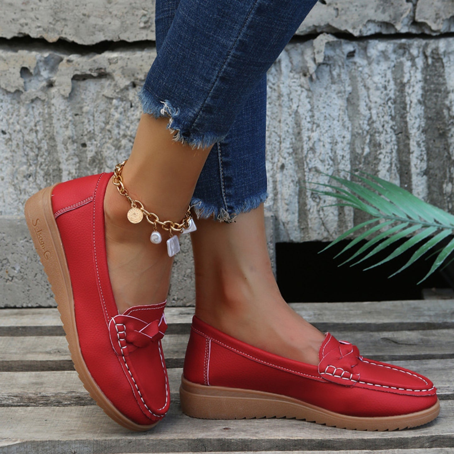 Weave Wedge Heeled Loafers (5 Colors)